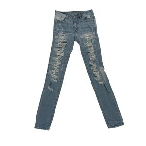 American Eagle Distressed Super Stretch Hi-Rise Denim Jeggings Size 0 Women’s